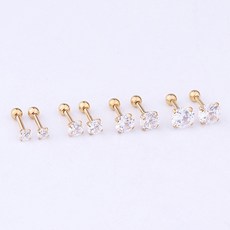 리나팩토리 여성용 큐빅 귀걸이 3mm + 4mm + 5mm + 6mm 세트