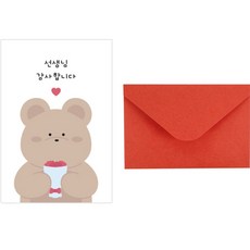Donna&deco 教師節老師明信片 10張+信封 10個+透明貼紙 10個組, 1套, 058謝謝老師熊