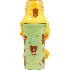 릴팡 메이트 앵커 원터치 어깨끈 아동용물통, 브라운베어, 480ml, 1개