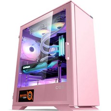 COX 강화유리 PC케이스 미들타워 D200, D200(핑크)