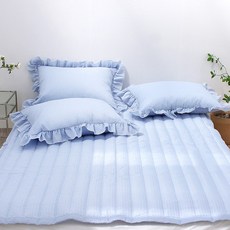슈에뜨룸 슬러시 여름 시어서커 고정밴딩 침대패드, 블루
