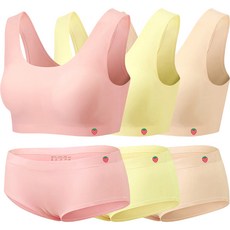 LITTLE RABBIT 女童款青少年款Berry無痕U型胸罩+三角內褲 3件組