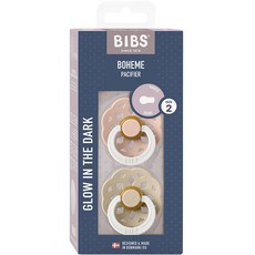 BIBS BOHEME 고무 쪽쪽이 기프트 2종 세트, 2단계(6~18개월), 블러쉬나이트, 바닐라나이트, 1세트