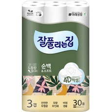 잘풀리는집 순백&소프트 3겹 고급롤화장지, 28m, 30롤, 1개