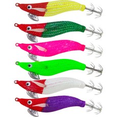플래쉬 쉬림프 에기 2.2호 6종 세트 9.5cm, 혼합색상, 8g, 1세트