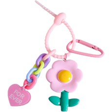 J&B亮點花朵鑰匙圈, 04粉色, 1個