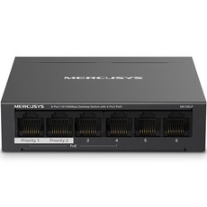 머큐시스 PoE+ 4포트 40W 6포트 데스크톱 스위치 허브, MS106LP