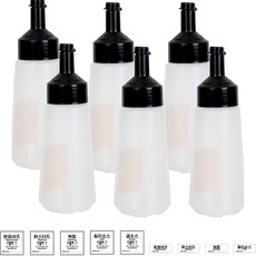 리빙패밀리 원터치 소스통 블랙 6p + 2종 라벨지 세트 특대, 600ml, 1세트