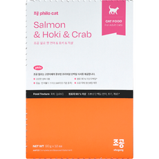  조공 어덜트 고양이 성묘용 필로 캣 습식사료 12p, 연어 & 호키 & 게살, 90g, 1개 