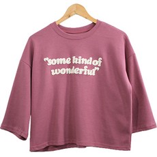 라라온 여성용 펠트 레터링 루즈핏 7부 티셔츠 RN149