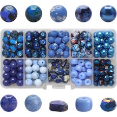 Alode大理石紋珠子珠子DIY組 200入, 藍色, 1組