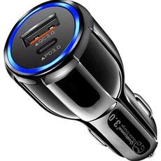 디지지 QC3.0 + PD 3A 2포트 38W 차량용 고속 충전기, D23-0721, 블랙