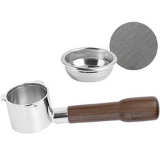 칼딘 드롱기 라스페셜리스타 바텀리스 커피 포터 필터 51mm + 퍽 스크린 필터 51mm 세트, 월넛, 1세트