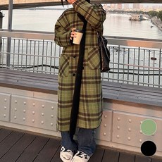 메이첼 여성용 투웨이 리버서블 체크 롱 코트 04018