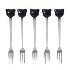 라임올리브 바네 곰돌이 티포크, 블랙, 5개 블랙, 5개
