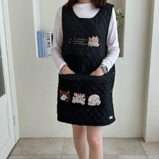 데코나인 기모 캣츠 방한 앞치마, 1개, 블랙