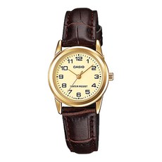 CASIO 卡西歐 女款皮革錶帶手錶 LTP-V001GL-9B
