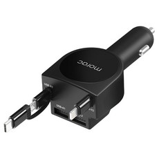 morac 네다 R5 5in1 차량용 릴 고속 충전기, 블랙, MR-CC-NDR5