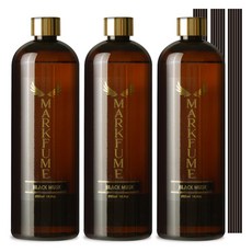 마크퓸 골드에디션 대용량 디퓨저 리필액 500ml x 3p + 리드스틱 18p x 3p 세트, 블랙머스크, 3개