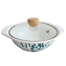 하코야 인덕션 마블 법랑 V형 전골냄비 HAK-1022, 1개, 민트, 22cm