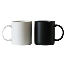 애스크제이 베이직 매트 도자기 머그컵 330ml x 2종 세트, 블랙, 화이트, 1세트