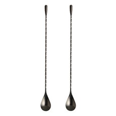 모다키친 스텐 304 칵테일 와이드 롱스푼 머들러 30cm, 블랙, 2개