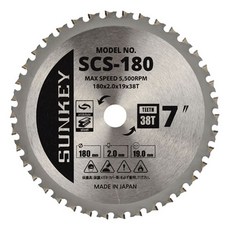 sunkey Tipso金屬用外徑180mm*內徑19mm*厚度2mm*齒數38T SCS-180, 1個