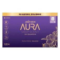 AURA 딥센트 드라이시트 섬유유연제 페어프리지아향 본품, 1개, 120매