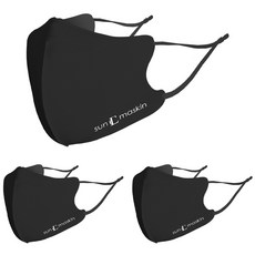 썬마스킨 프리미엄 자외선차단 UV 빨아쓰는 코받침 끈조절 스포츠 패션마스크 3p, 블랙
