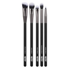 MERZY 彩妝刷具5件組 Set，柔軟刷毛，輕巧便攜, 黑色, 1組