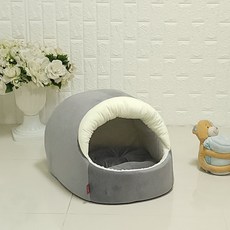 반려동물 두기펫 레브 극세사 동굴 하우스 + 방석 세트, 무지 그레이, 1세트