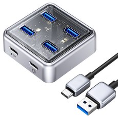 오리코 USB 3.2 4포트 무전원 앤 유전원 겸용 허브 Type C 1m XHJ4U-U3-10, 혼합색상