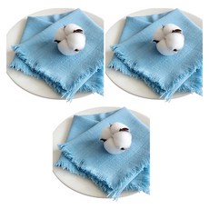 블럭마트 주방 린넨 키친크로스, 하늘색, 3개