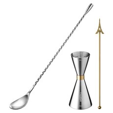 Casabeni Home Tending雞尾酒高球杯 金邊量杯 30ml/60ml+攪拌匙 30cm+攪拌棒 金色艾菲爾組, 混色, 1組