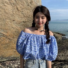 피어니스트 오프숄더 플라워 블라우스