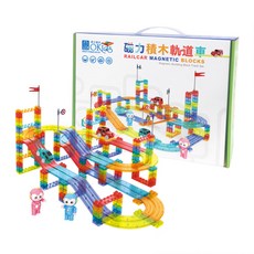 小牛津 磁力積木軌道車, 152片 磁力片積木 拼插積木, Multicolor, 1盒