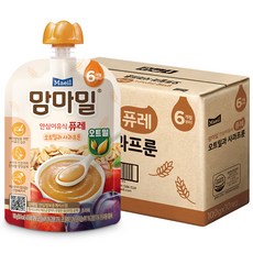 맘마밀 유아용 안심이유식 퓨레 오트밀과 사과프룬, 10개, 100g, 혼합맛(사과/프룬/오트밀)