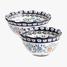 MAISON OBJET Praca波蘭風陶瓷荷葉邊大碗組, IRIS, 飯碗+大碗, 1組