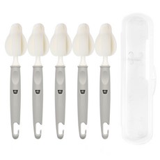 리에또 유아용 젖병 젖꼭지 세척솔 5p + 휴대용 케이스 세트, 1세트, 라이트그레이(세척솔)