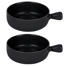 인블룸 세라믹 손잡이 오븐 전자레인지접시, 블랙, 2개
