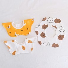 HARAROI 嬰兒圍巾圍兜黃色星星 3 件套