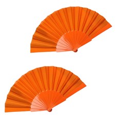 모어블 무지 휴대용 접이식 부채 42cm, 오렌지, 2개