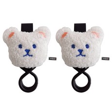 아이끌레 아기자기 곰돌이 다용도 유모차 걸이세트, 화이트, 2개