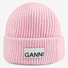 GANNI 라이트 스트럭쳐드 리브 패치 울 비니