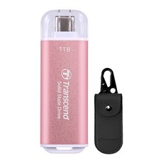 트랜센드 초소형 USB-C 외장SSD ESD300 + 전용 파우치 세트, 1TB, 핑크
