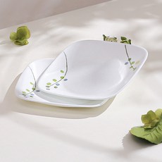 코렐 그린 딜라이트 사각 소접시, 혼합색상, 2개
