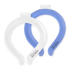 디유 콜드링 넥쿨 자연냉각 넥워머 쿨스카프 블루 + 화이트 세트 2 x 18 cm
