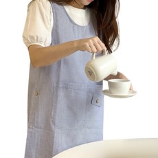 HANSGALLERY 夏季泡泡紗圍裙 均碼, 藍色, 1個