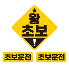 제제데코 초보운전 차량용 탈부착 칼라 고휘도 반사 자석스티커 중형 + 소형 2p 세트 왕초보, HC007, 1세트