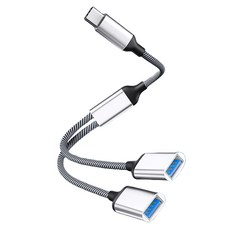 Hensen 2in1多功能擴充轉換OTG線 C型, 銀, 1個, 12cm